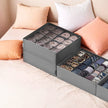 Set of 6 Drawer Organizers – Fabric – Ink Black – 120 Cells for Underwear and Accessories