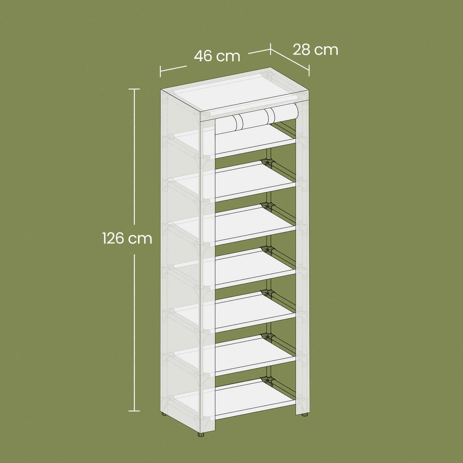7-Tier Shoe Storage Cabinet – Non-Woven Fabric – Grey – Dustproof with Protective Cover