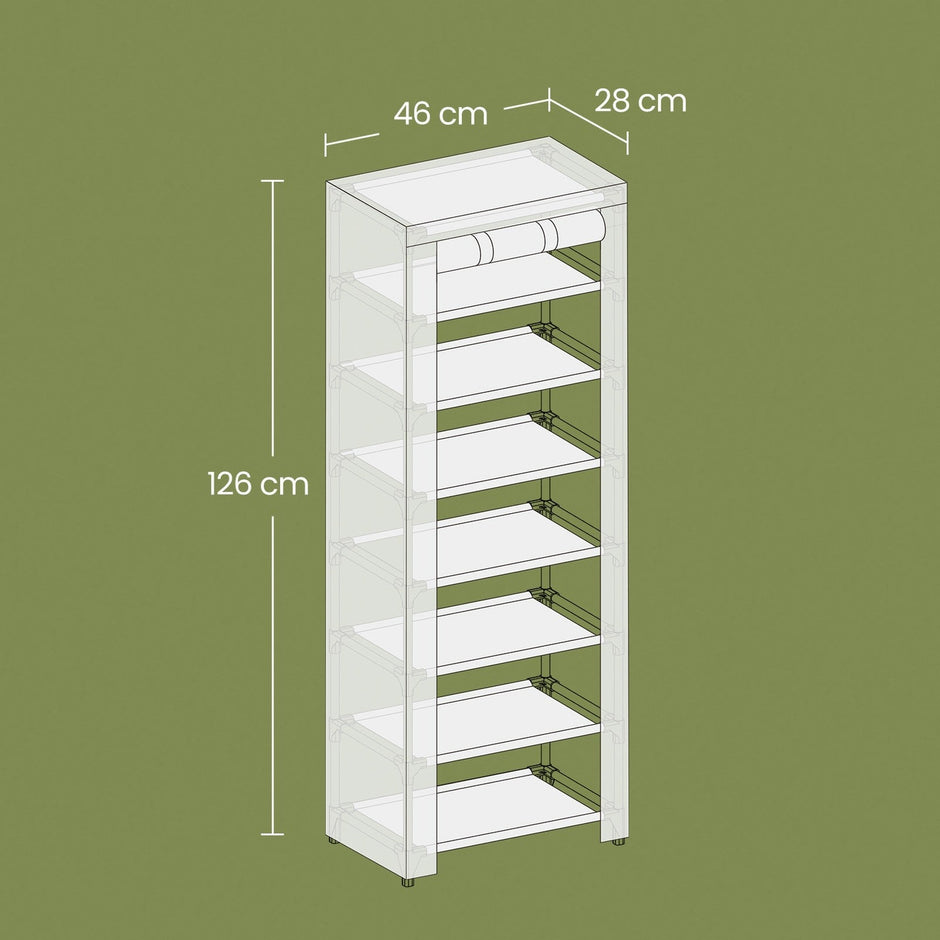 7-Tier Shoe Storage Cabinet – Non-Woven Fabric – Grey – Dustproof with Protective Cover