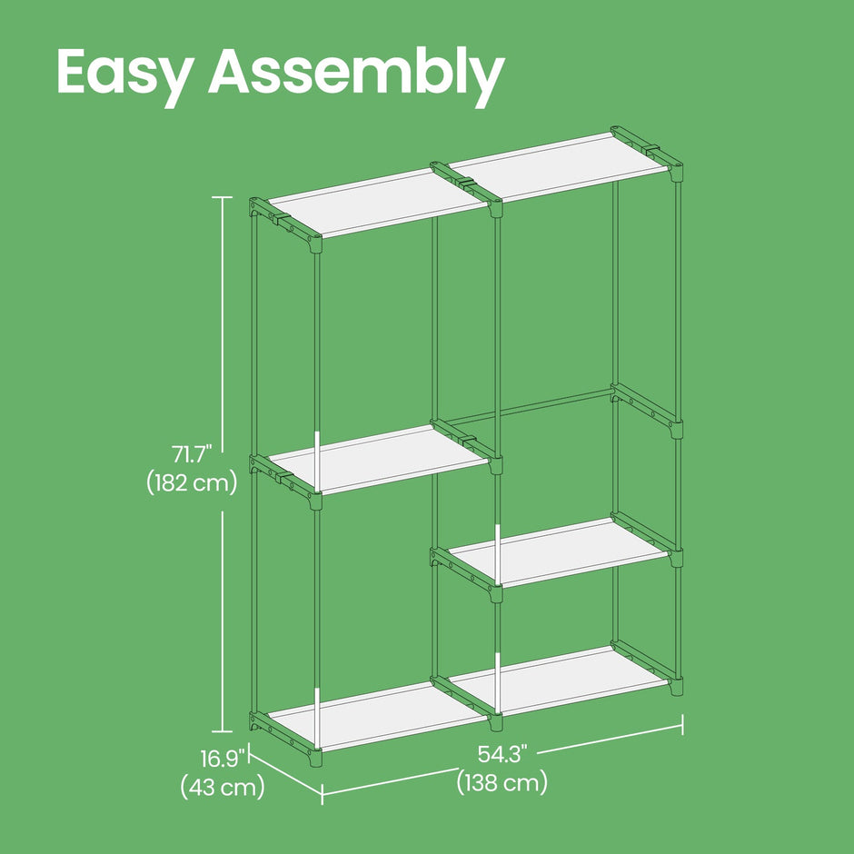 Freestanding Clothing Rack – Metal – Black – Large Capacity with 3 Hanging Rods and Shelves