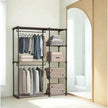 Freestanding Foldable Closet Wardrobe – Fabric – Taupe – Open Storage Organizer with Coat Rack and Clothes Rails