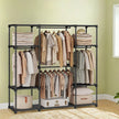 Clothes Wardrobe – Fabric – Black – Large Capacity with 4 Hanging Sections and Compartments