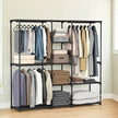 Freestanding Clothes Rack – Fabric – Black – Portable Wardrobe with Shelves and Hanging Rails