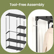 Freestanding Clothes Rack – Fabric – Black – Portable Wardrobe with Shelves and Hanging Rails