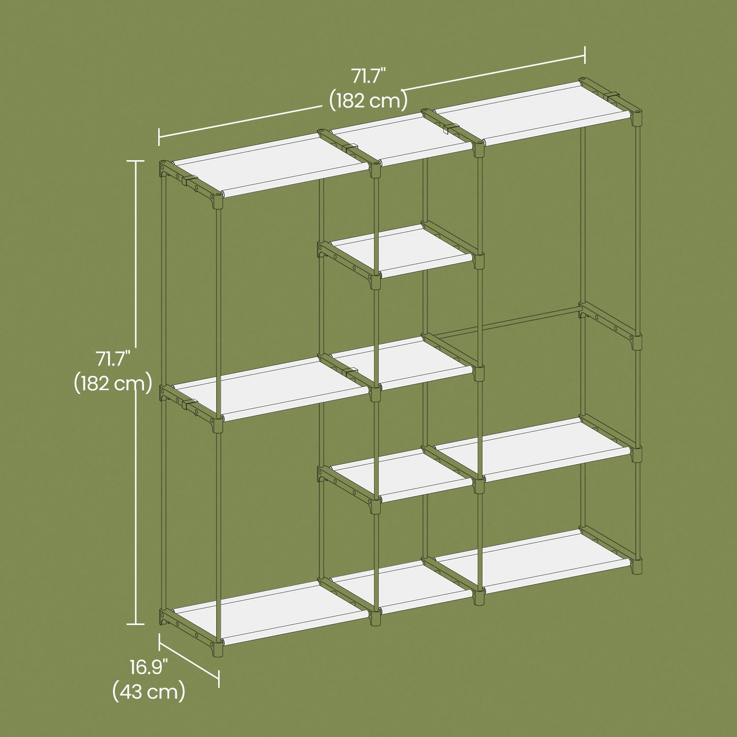 Freestanding Clothes Rack – Fabric – Black – Portable Wardrobe with Shelves and Hanging Rails