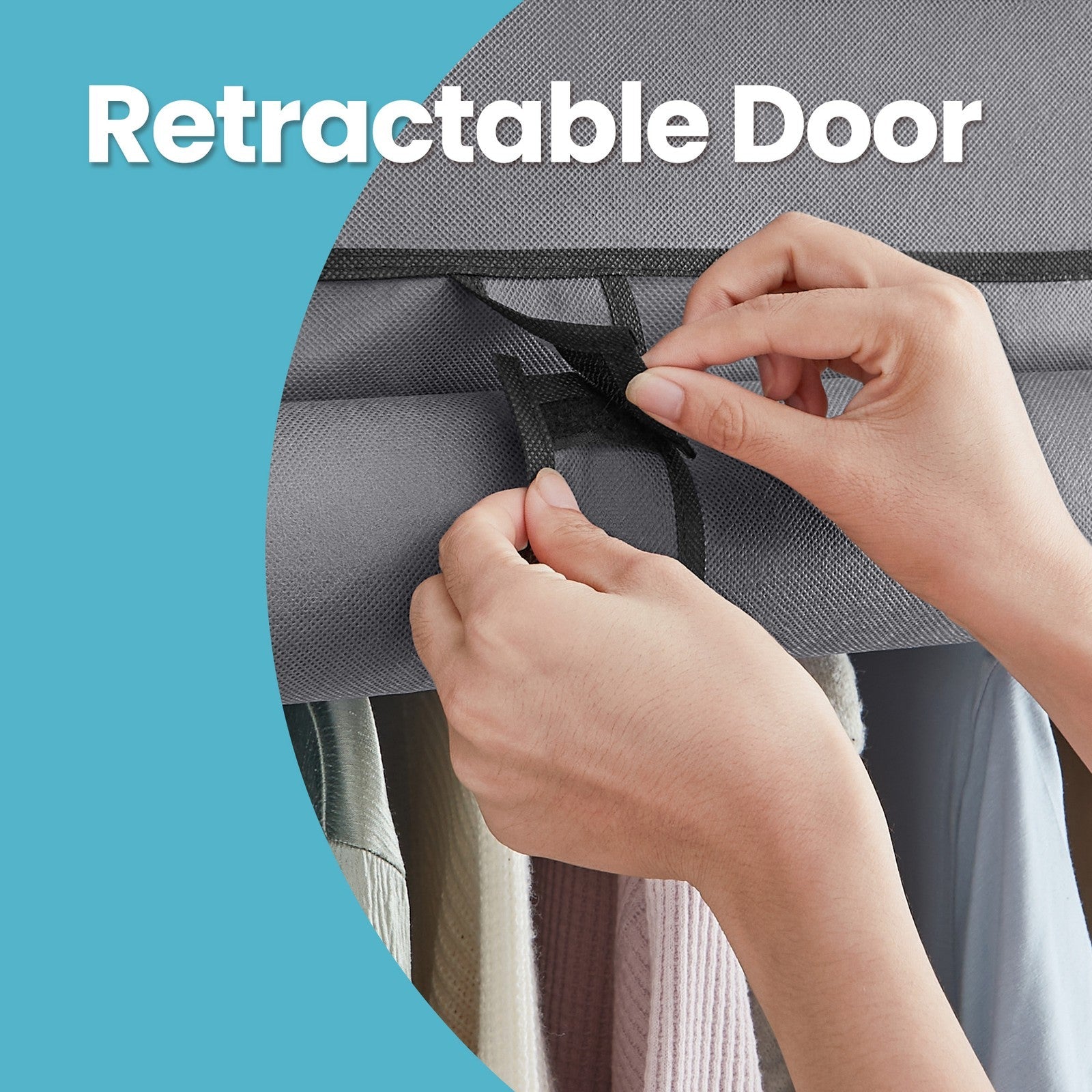 Portable Closet Organizer – Non-Woven Fabric – Grey – 6 Shelves and Hanging Rail
