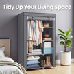 Portable Closet Organizer – Non-Woven Fabric – Grey – 6 Shelves and Hanging Rail