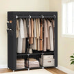 Portable Wardrobe – Fabric – Black – Large Capacity with 3 Hanging Rods and Shelves