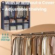 Portable Closet – Fabric – Grey – 4 Hanging Rods, Shelves, and Cover