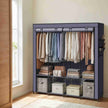 Portable Closet – Fabric – Grey – 4 Hanging Rods, Shelves, and Cover