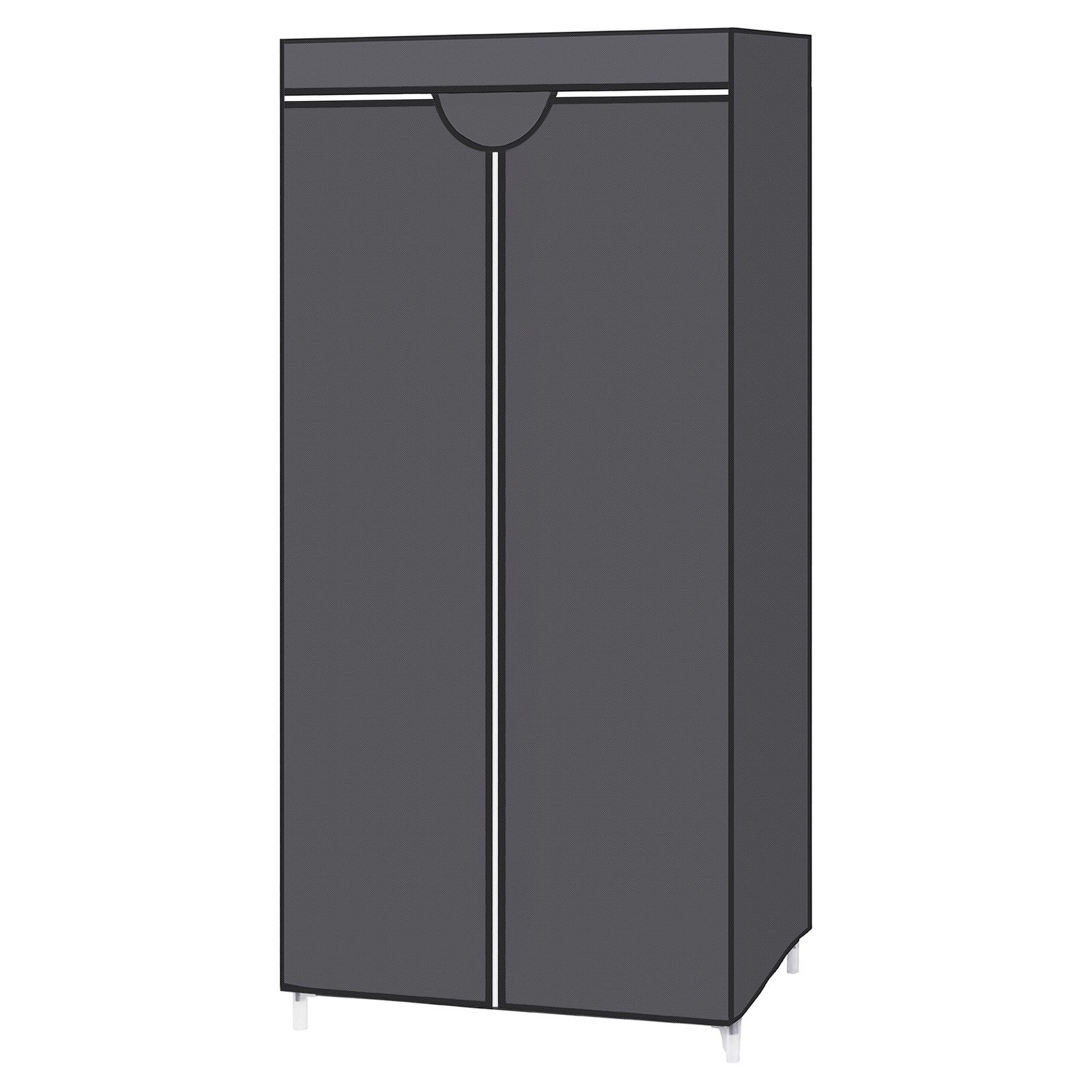 Foldable Fabric Wardrobe – Canvas – Black – Portable Closet Organizer with Hanging Rail and Shelves