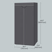 Foldable Fabric Wardrobe – Canvas – Black – Portable Closet Organizer with Hanging Rail and Shelves