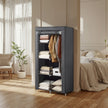 Portable Wardrobe – Non-Woven Fabric – Black – Double Hanging Rods and Adjustable Shelves