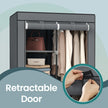 Portable Wardrobe – Non-Woven Fabric – Black – Double Hanging Rods and Adjustable Shelves
