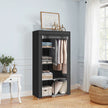 Portable Wardrobe – Non-Woven Fabric – Black – Double Hanging Rods and Adjustable Shelves