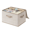 Set of 6 Foldable Storage Boxes – Non-Woven Fabric – Rustic Brown – With Lids and Handles