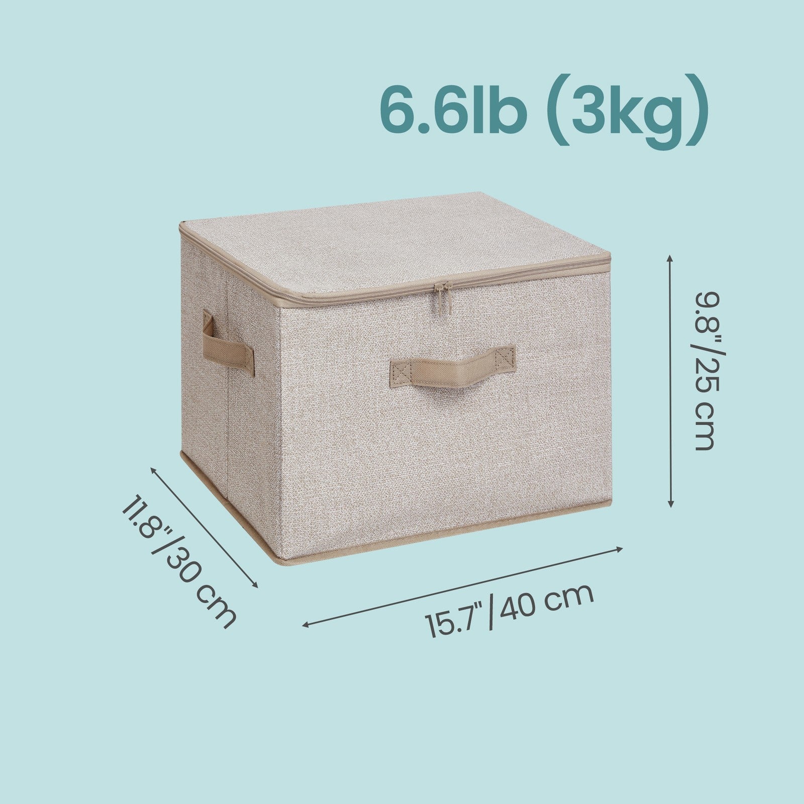Set of 6 Foldable Storage Boxes – Non-Woven Fabric – Rustic Brown – With Lids and Handles