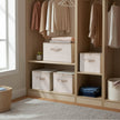 Set of 6 Foldable Storage Boxes – Non-Woven Fabric – Rustic Brown – With Lids and Handles