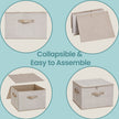 Set of 6 Foldable Storage Boxes – Non-Woven Fabric – Rustic Brown – With Lids and Handles