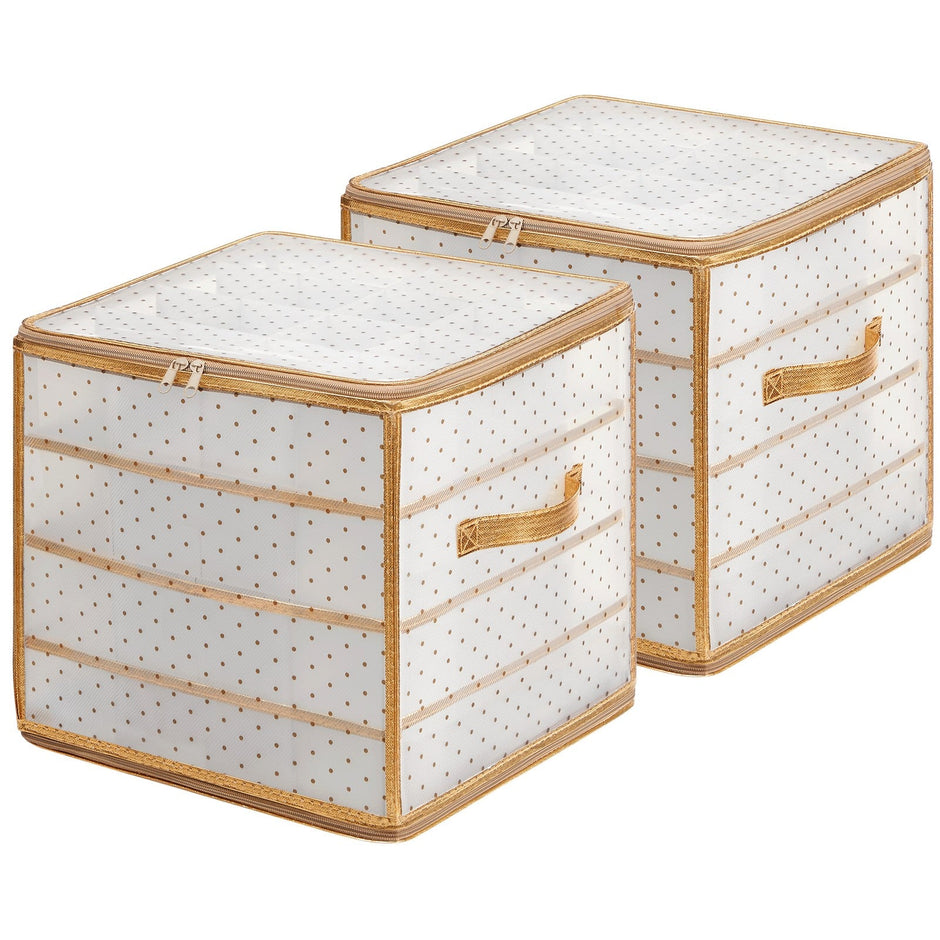 Christmas Ball Organiser – Fabric – Sandy Gold – 128 Bauble Capacity with Modular Dividers