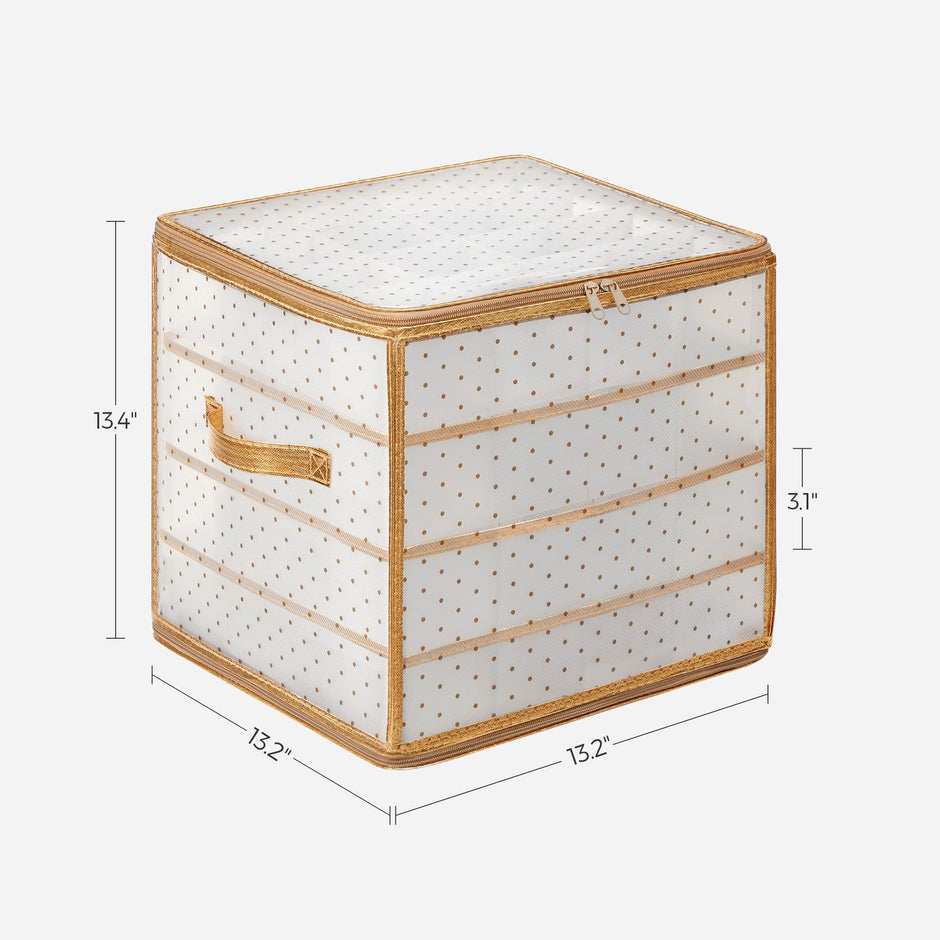 Christmas Ball Organiser – Fabric – Sandy Gold – 128 Bauble Capacity with Modular Dividers