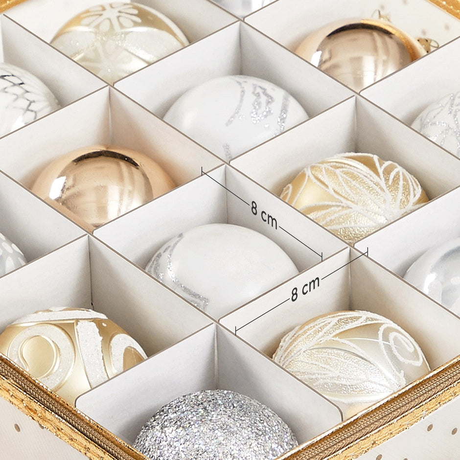 Christmas Ball Organiser – Fabric – Sandy Gold – 128 Bauble Capacity with Modular Dividers
