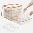 Christmas Ball Organiser – Fabric – Sandy Gold – 128 Bauble Capacity with Modular Dividers