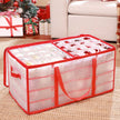Large Storage Box – Fabric – Red – Modular Dividers for Christmas Baubles