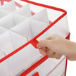 Large Storage Box – Fabric – Red – Modular Dividers for Christmas Baubles