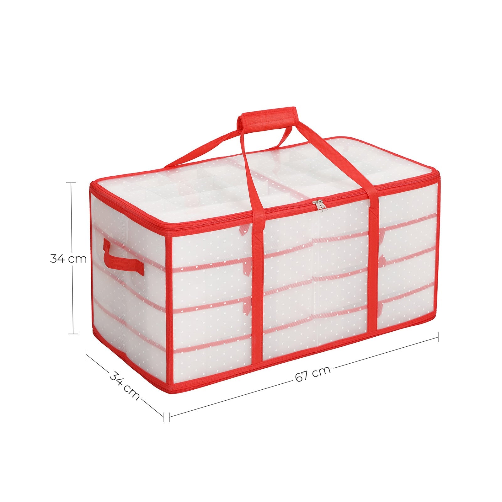 Large Storage Box – Fabric – Red – Modular Dividers for Christmas Baubles