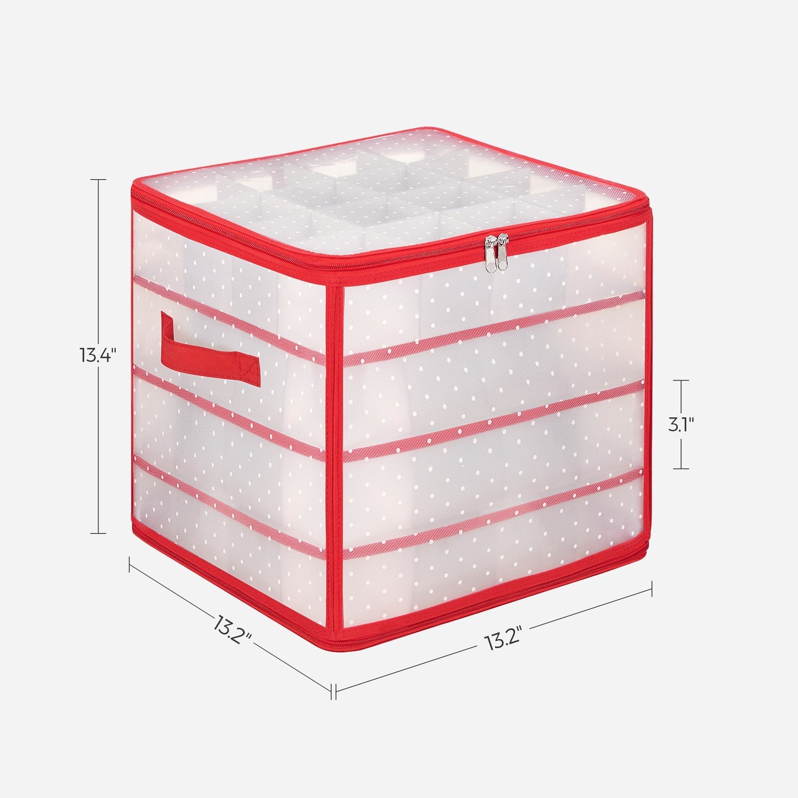 Christmas Ornament Storage Box – Plastic – Cherry Red – 128 Compartment Capacity with Modular Dividers