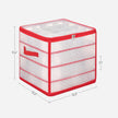 Christmas Ornament Storage Box – Plastic – Cherry Red – 128 Compartment Capacity with Modular Dividers
