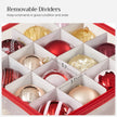 Christmas Ornament Storage Box – Plastic – Cherry Red – 128 Compartment Capacity with Modular Dividers