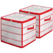 Christmas Ornament Storage Box – Plastic – Cherry Red – 128 Compartment Capacity with Modular Dividers