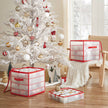 Christmas Ornament Storage Box – Plastic – Cherry Red – 128 Compartment Capacity with Modular Dividers