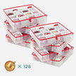 Christmas Ornament Storage Box – Plastic – Cherry Red – 128 Compartment Capacity with Modular Dividers