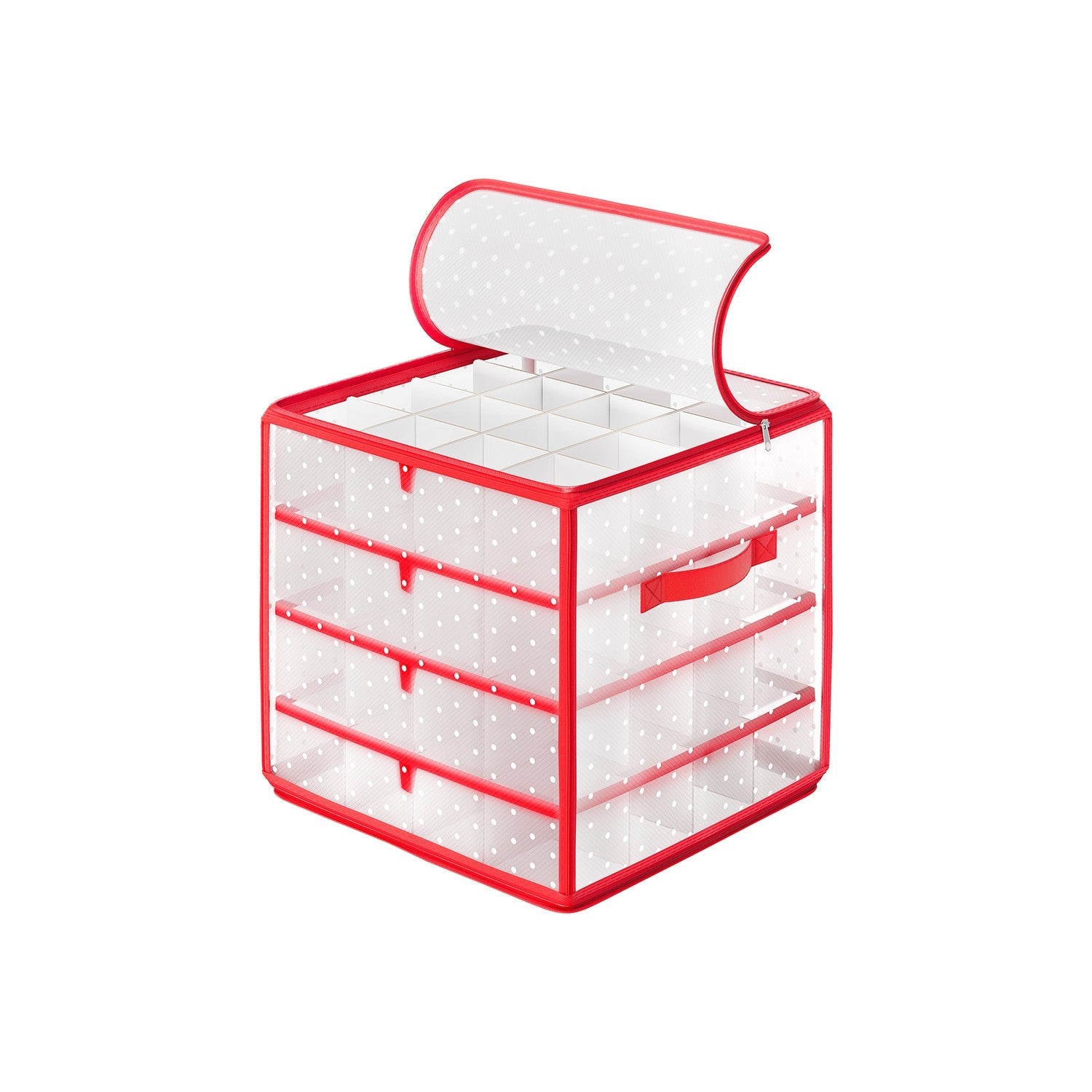 Christmas Ornament Storage Box – Plastic – Semi-Transparent – Modular Dividers, 128 Bauble Capacity
