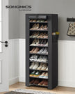 10-Tier Shoe Rack – Fabric – Black – Dustproof Cover, Holds up to 40 Pairs