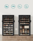 10-Tier Shoe Rack – Fabric – Black – Dustproof Cover, Holds up to 40 Pairs