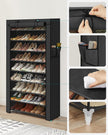 10-Tier Shoe Rack – Fabric – Black – Dustproof Cover, Holds up to 40 Pairs