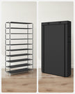 10-Tier Shoe Rack – Fabric – Black – Dustproof Cover, Holds up to 40 Pairs