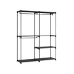Portable Clothes Storage Organizer – Fabric – Black – Large Capacity with 3 Hanging Rods and Shelves
