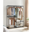 Portable Clothes Storage Organizer – Fabric – Black – Large Capacity with 3 Hanging Rods and Shelves