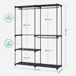 Portable Clothes Storage Organizer – Fabric – Black – Large Capacity with 3 Hanging Rods and Shelves