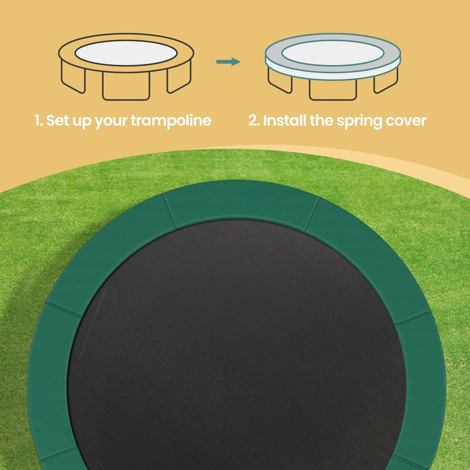 Trampoline Safety Pad – Heavy-Duty – Green – 10 ft Replacement Spring Cover with Edge Protection