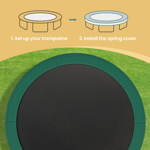 Trampoline Safety Pad – Heavy-Duty – Green – 12 ft Replacement Spring Cover with Edge Protection
