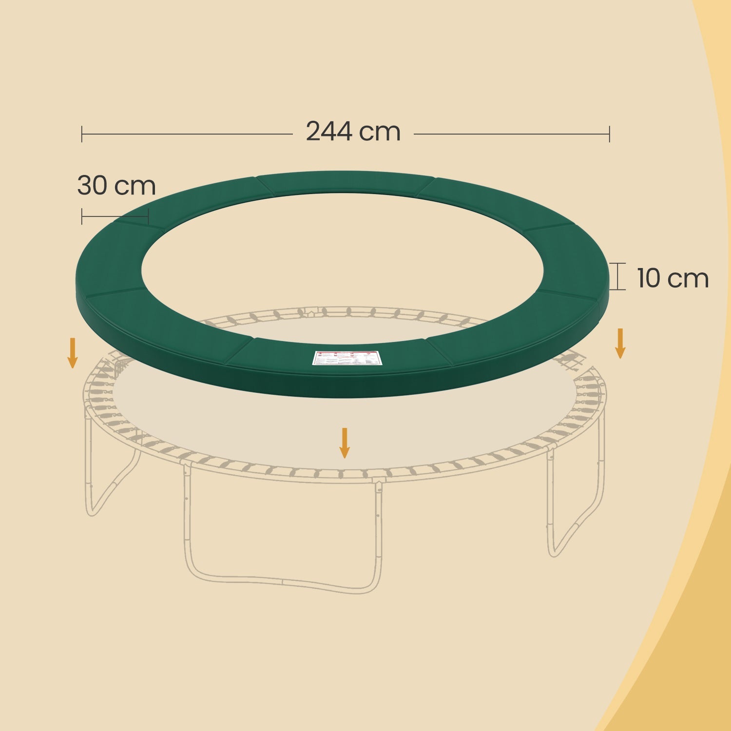 Trampoline Safety Pad – Heavy-Duty Material – Green – 8 ft Replacement Spring Cover and Edge Protection