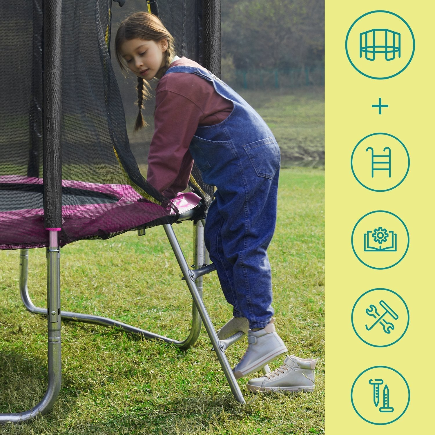 Kids Trampoline – Steel – Blue – 6 ft with Enclosure Net and Safety Pad