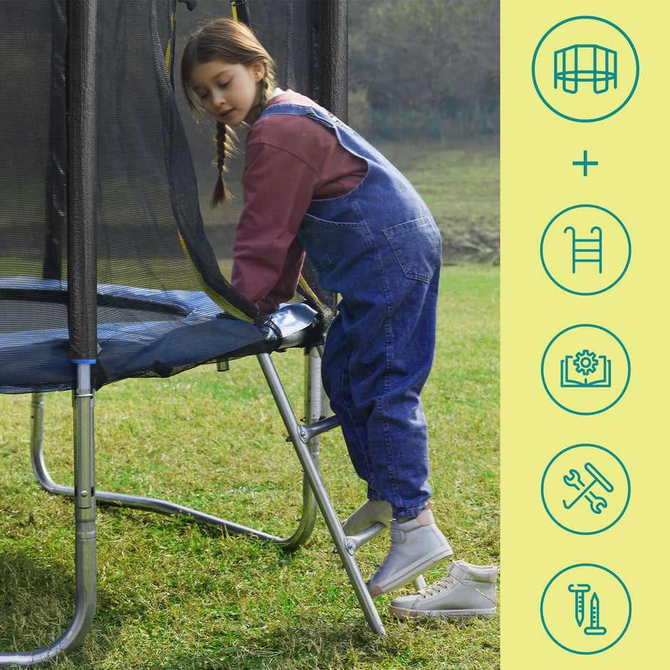 Kids Trampoline – Steel – Blue – 6 ft with Enclosure Net and Safety Pad