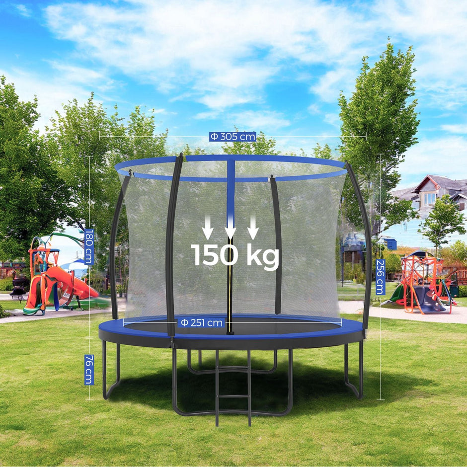 Trampoline – Steel – Black and Blue – 10 ft with Enclosure Net